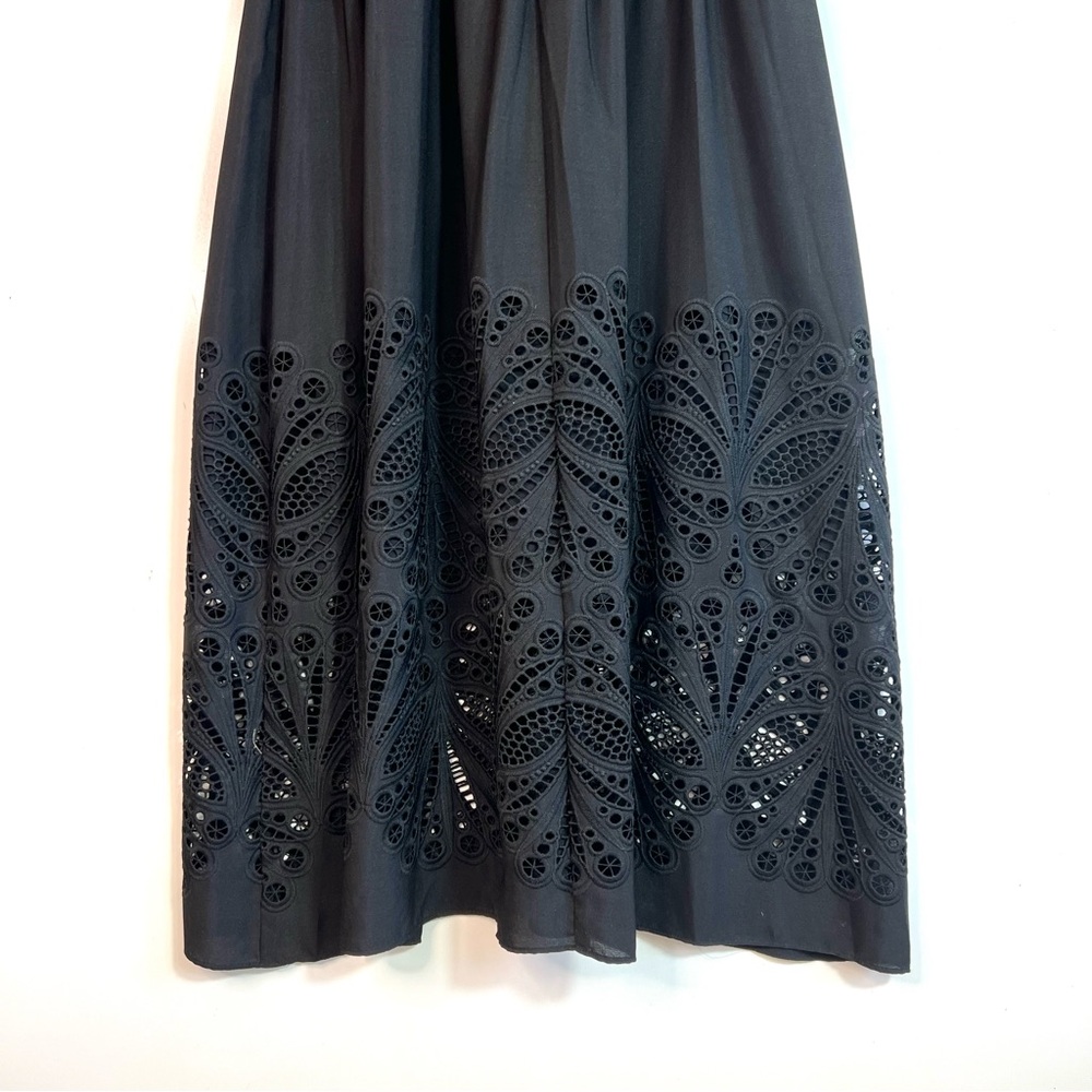 NWT Shoshanna Ari Laser Cut Midi Eyelet Dress Black Size 2 - Picture 9 of 16